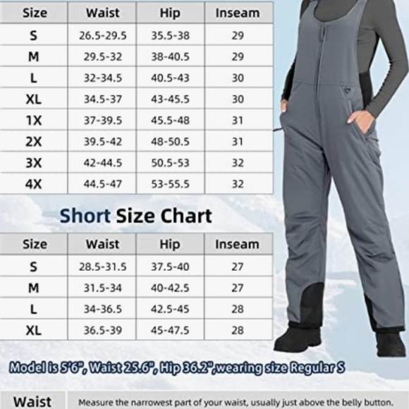 💚📍Women Snow Bibs Essential Insulated Snow Pants Womens Ski Bib Overalls S… - Picture 3 of 5